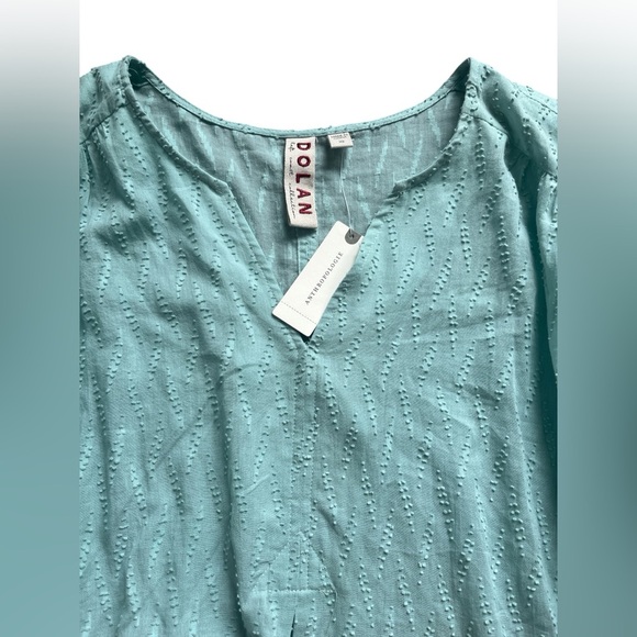 NEW Dolan x Anthropologie Mixed Media Embroidered Blouse XS Mint Green - Picture 5 of 6